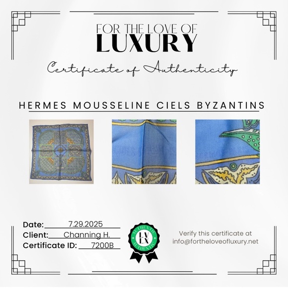 Hermes 42 Mousseline Ciels Byzantins Silk Muslin Scarf Authenticated - Picture 10 of 10